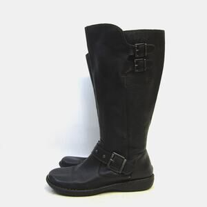 BOC Born Womens Size 11 M Brown Leather Zip Buckle 14" Knee High Fashion Boots